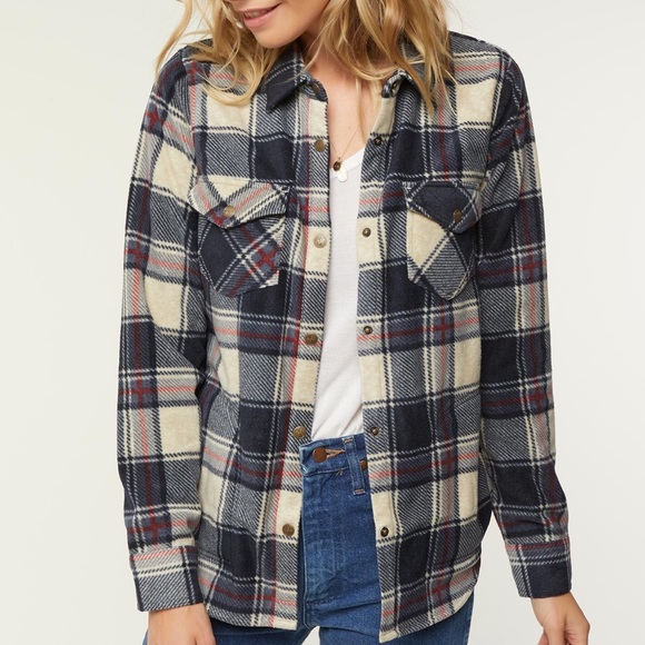 ONEILL Womens Zuma Long Sleeve Plaid Superfleece Top
